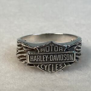 Harley Davidson Motor Cycles 925 Sterling Silver Vintage Stamper Ring Sz 11.5